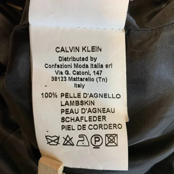 Calvin‎ Klein Collection Women's Lambskin Full Zip Leather Jacket Size 12 - Picture 8 of 12